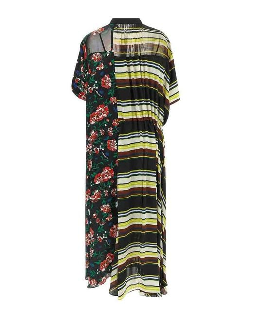 Sacai Green Pattern Mix Dress
