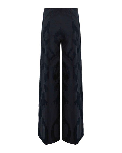 Liviana Conti Blue Palazzo Trousers With Embroidery
