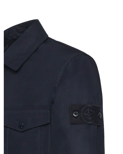 Stone Island Blue Cotton Overshirt for men