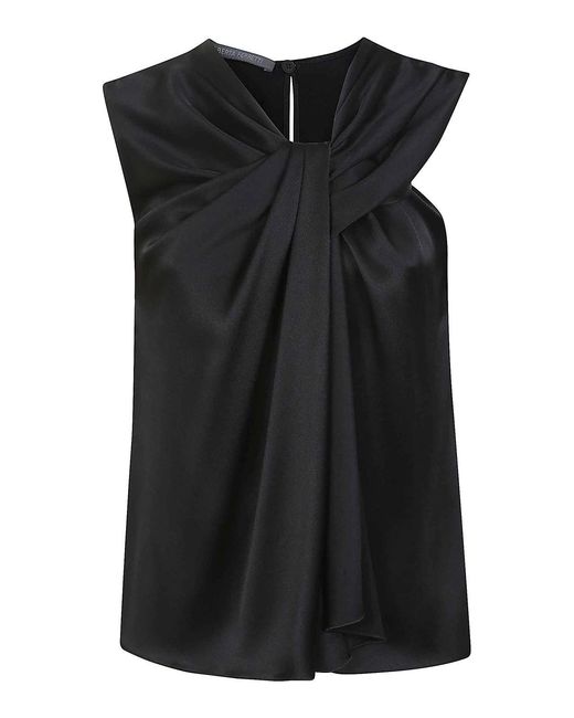 Alberta Ferretti Black Draped Acetate Top With Keyhole Back Closure