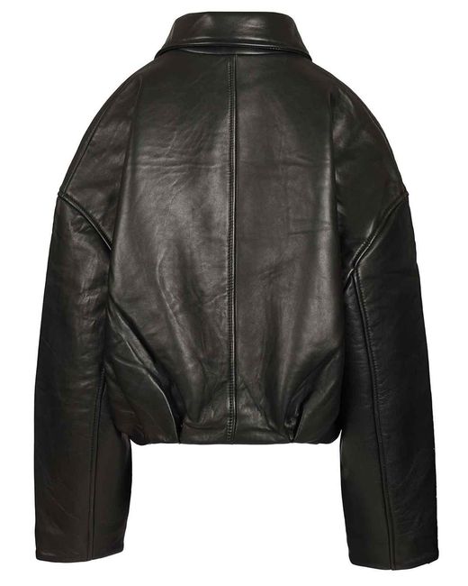 ROTATE BIRGER CHRISTENSEN Black Boxy Leather Jacket