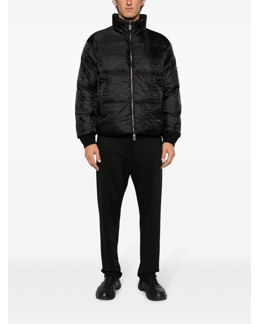 Emporio Armani Black Allover Logo Down Jacket for men