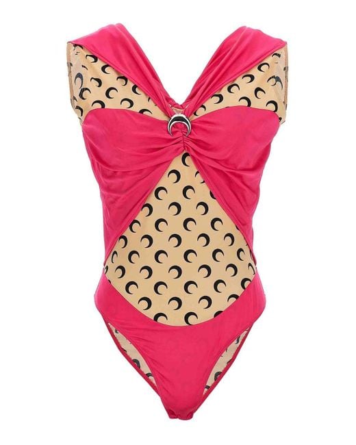 MARINE SERRE Pink Logo Bodysuit
