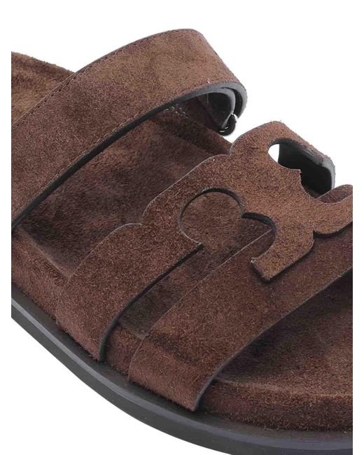 Tory Burch Brown Chocolate Suede Ines Slippers