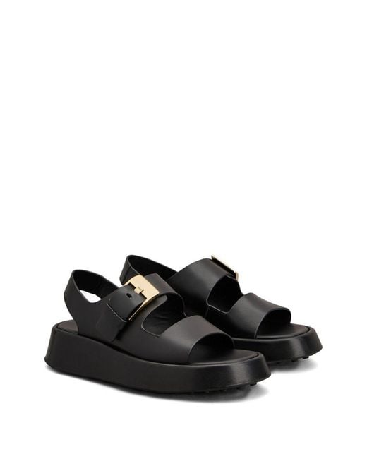 Tod's Black Platform Sandals With Leather