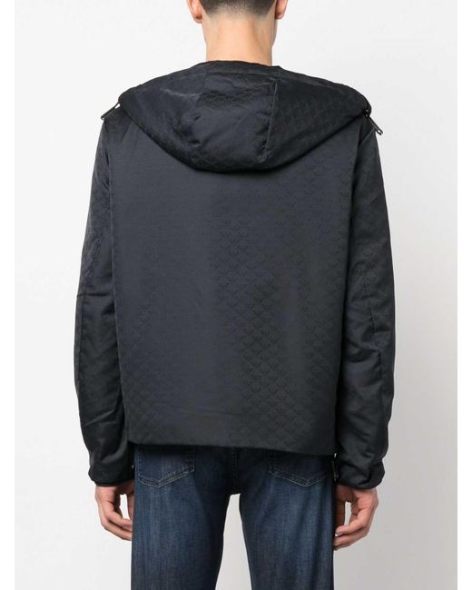 Emporio Armani Black Allover Logo Down Jacket for men
