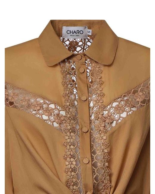Charo Ruiz Brown Devi Cropped Shirt
