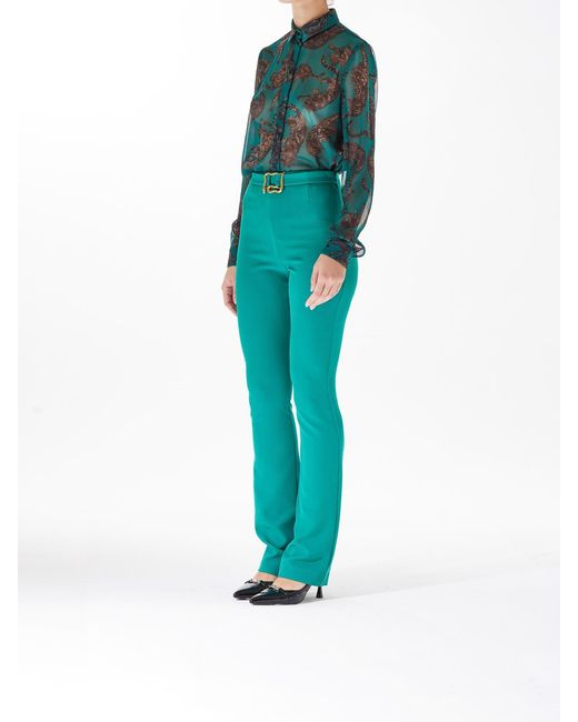 Just Cavalli Green Artiglio Cady Trousers
