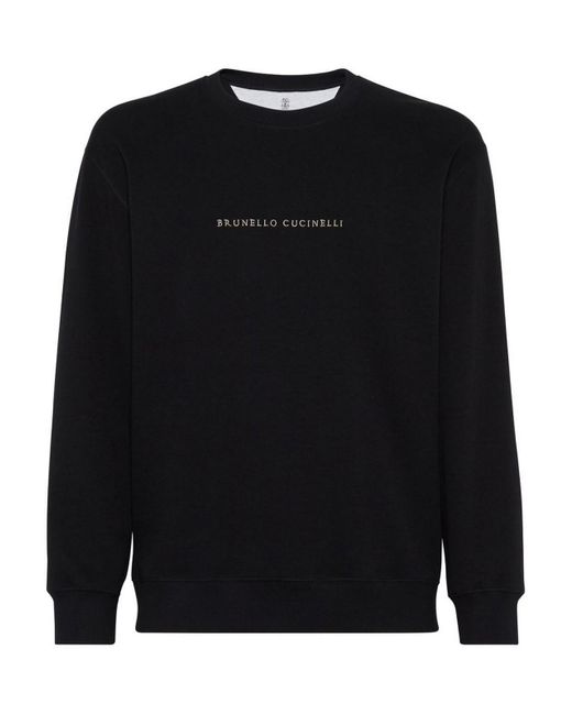 Brunello Cucinelli Black Sweatshirt With Logo for men