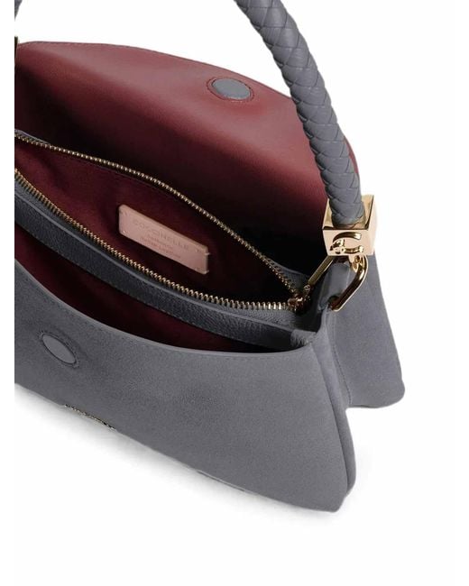 Coccinelle Gray Handbag Suede Leath/Grained Le Stove/Stove