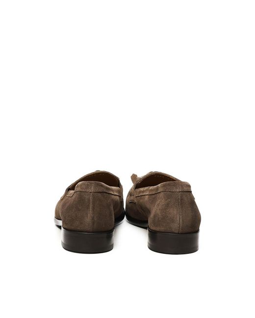 Doucal's Brown Suede Moccasin With Tassels And Fringe for men