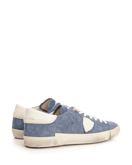 Philippe Model Blue Suede Sneakers for men