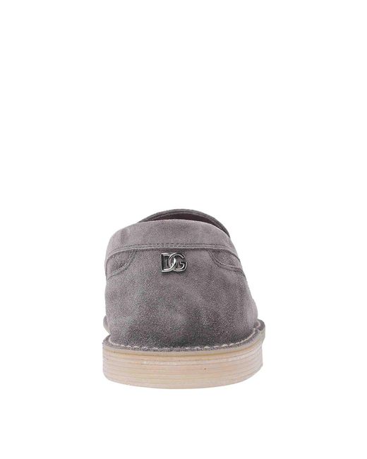 Dolce & Gabbana Gray Suede Loafers for men
