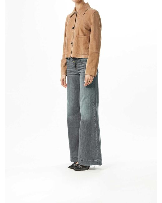 Karl Lagerfeld Brown Patch Pocket Leather Jacket