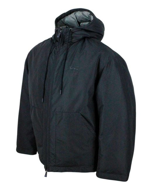 Kiton Blue Tech Fabric Coat for men