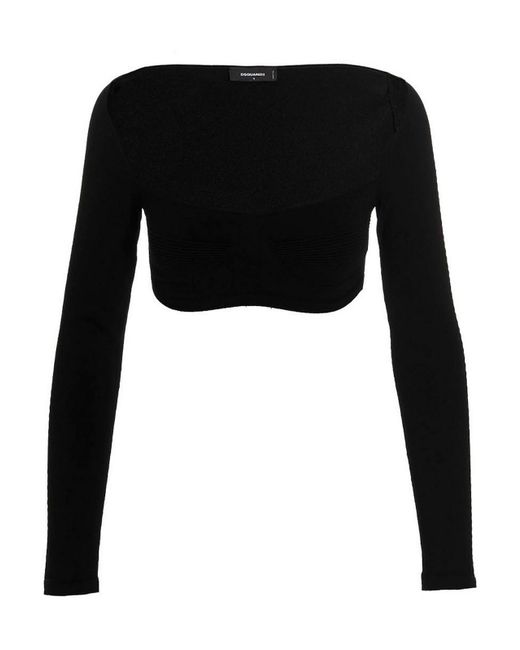 DSquared² Black Ribbed Cropped Sweater