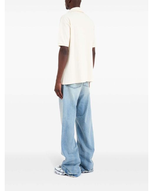 Maison Margiela White Logo-Print Polo Shirt for men