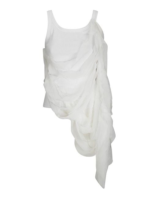 Maria Calderara White Couche -Free Sleeveless Cotton Top