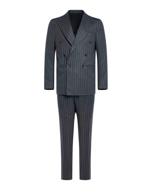 Franzese Collection Blue Canonico Super 120S Pinstriped Virg for men