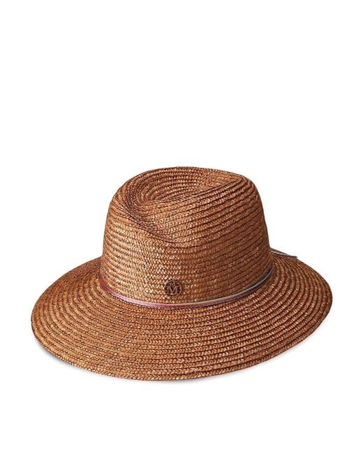Maison Michel Brown Virginie Straw Fedora Hat