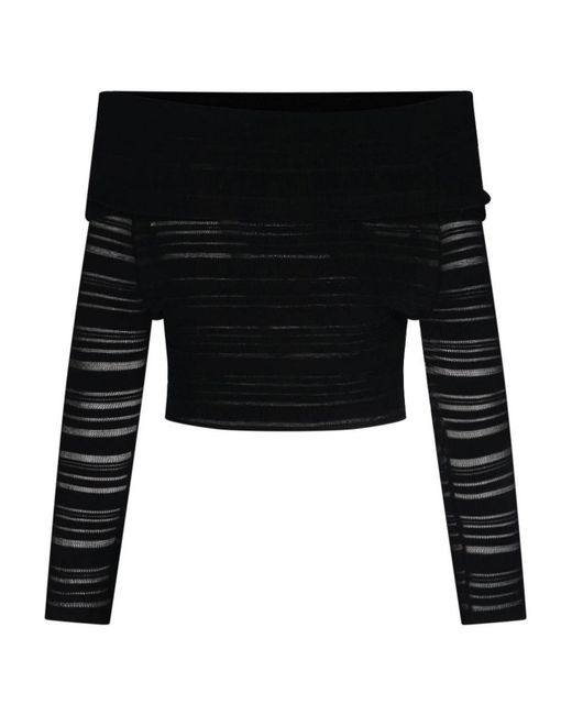 ANDREADAMO Black Crop Top A Righe