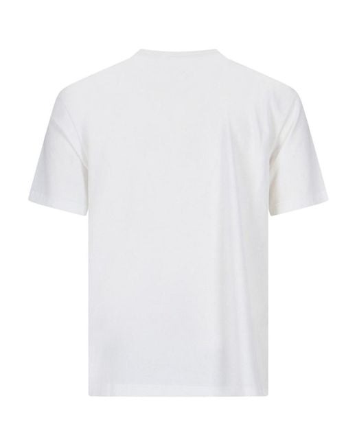 Palm Angels White Logo-Print Cotton Crew Tee for men