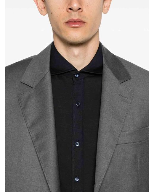 Brunello Cucinelli Black Shirt With Spread Collar for men
