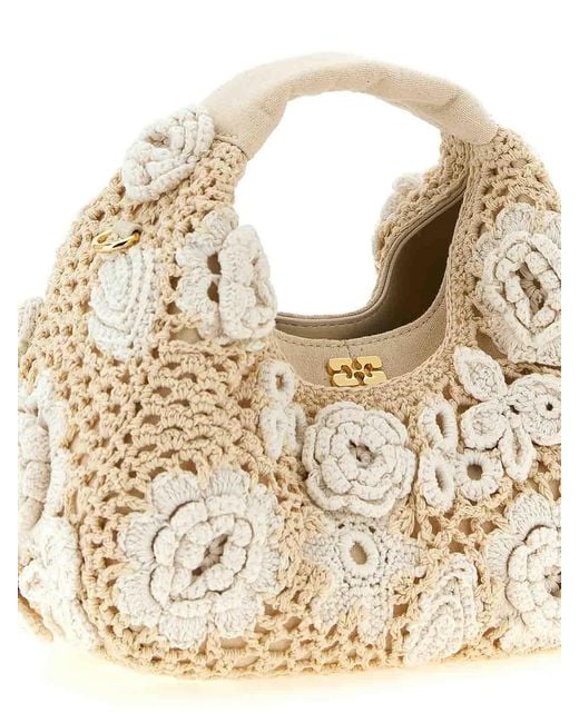 Ganni Metallic Mini Hobo Crochet' Handbag