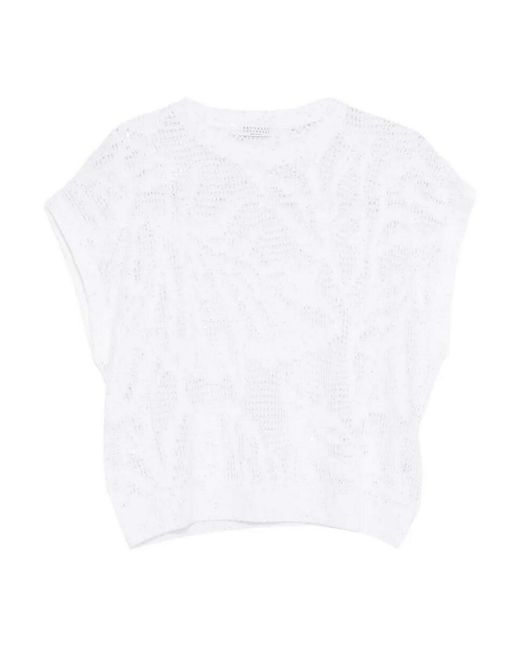 Brunello Cucinelli White Knitted Vest