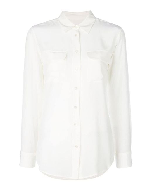 Equipment White Slim Fit Silk Shirt