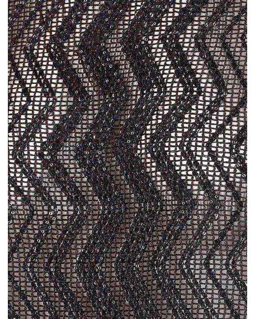 Missoni Black Zigzag Mesh Sequins Wide Sleeves Top