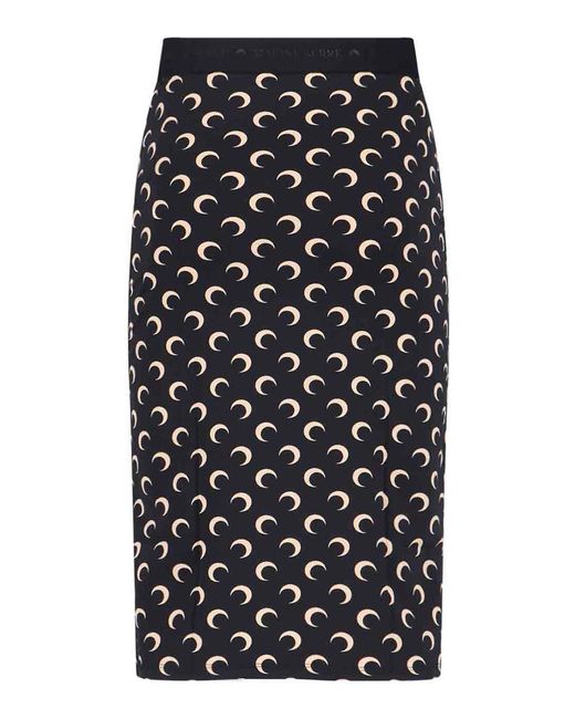 MARINE SERRE Black Midi Skirt