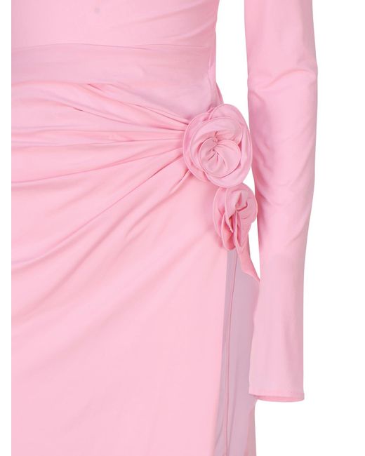 Magda Butrym Pink Maxi Dress With Long Gathered Sleeves