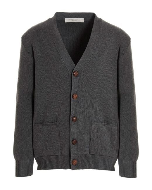 Golden Goose Deluxe Brand Black Logo Patch Cotton Cardigan for men