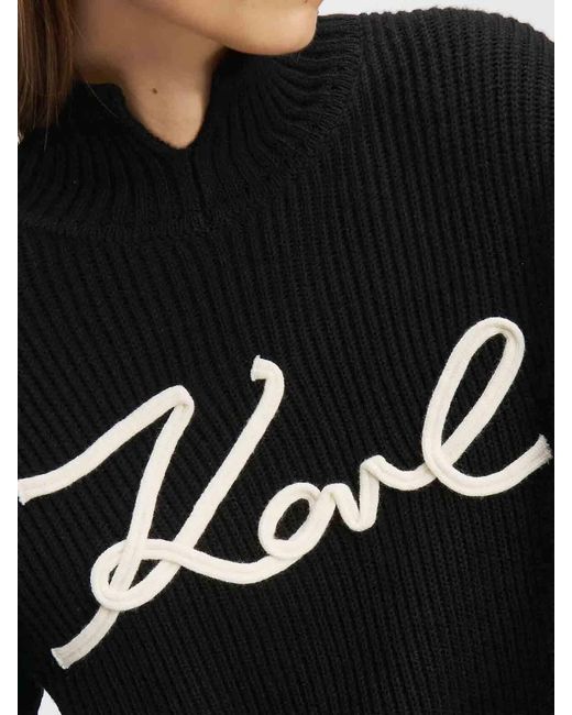 Karl Lagerfeld Black Soutache Signature Chunky Knit