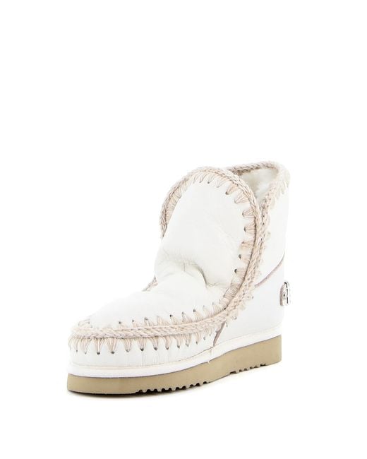Mou White Eskimo 18 Rhinestone Logo Booties