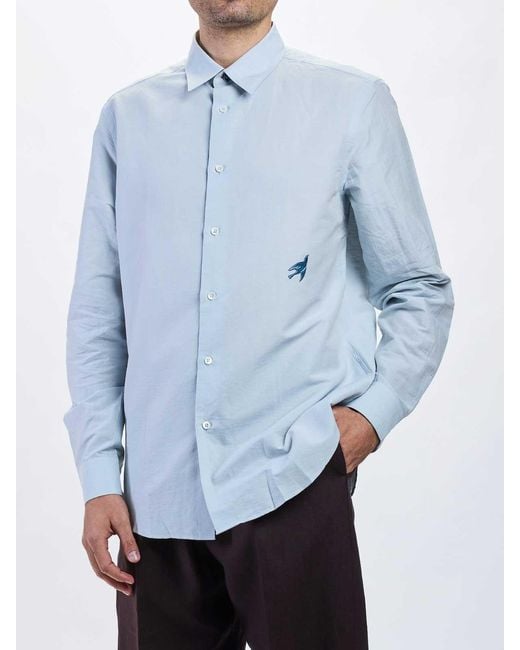 Paul Smith Blue Swallow Embroidery Shirt for men