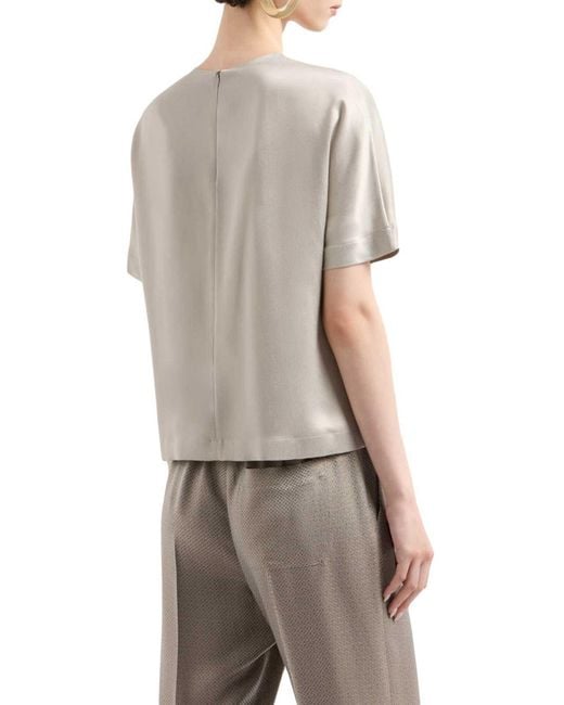 Giorgio Armani Natural Cupro And Viscose Crew-Neck Blouse