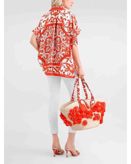 Dolce & Gabbana Red Maiolica-Print Shirt