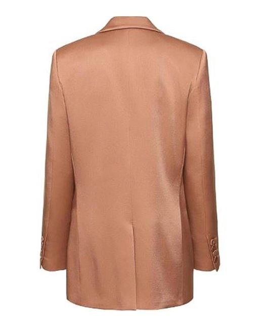 Alberta Ferretti Brown Oversized Single-Breasted Satin Jacket