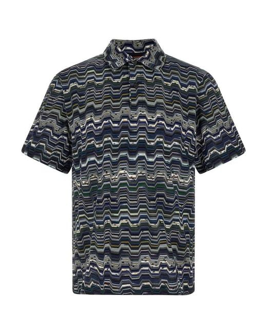 Missoni Black Zigzag Polo Shirt for men