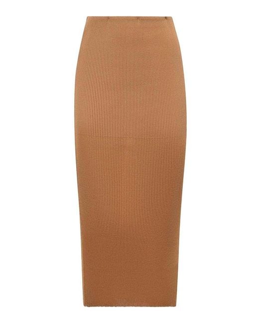 Alberta Ferretti Brown Viscose Midi Skirt
