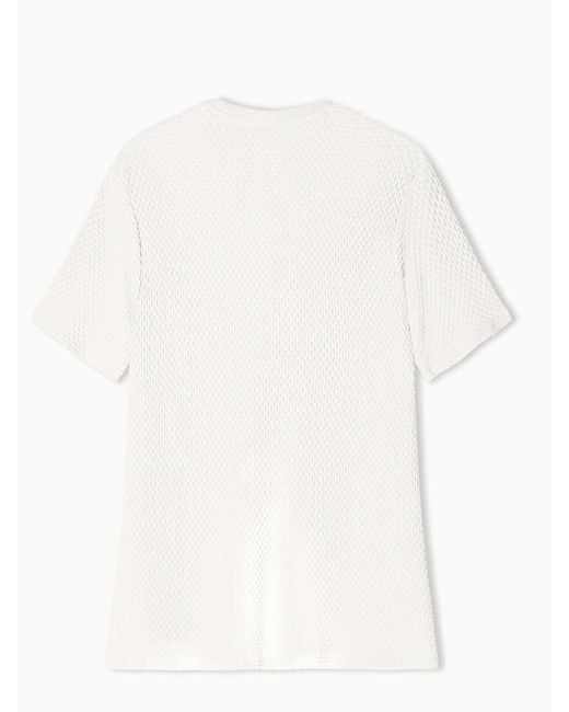 Emporio Armani White Three-Dimensional Fabric T-Shirt for men