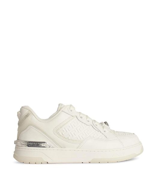 Versace Natural Greca Leather Blend Sneakers for men