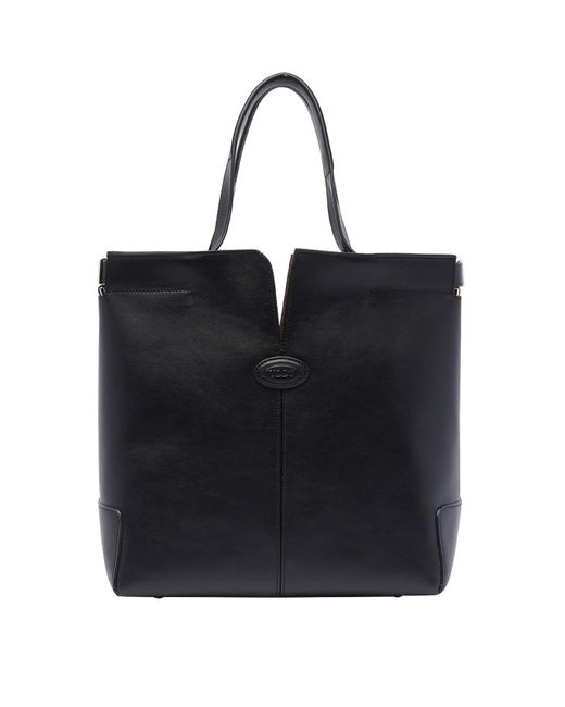 Tod's Black Small Tods Di Folio Shopping Bag