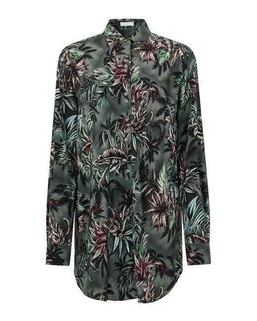 Rabanne Gray Oversized Forest Silk Shirt
