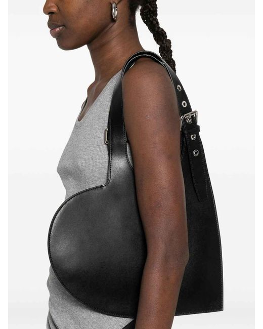 Coperni Black Leather Heart-Shaped Shoulder Bag