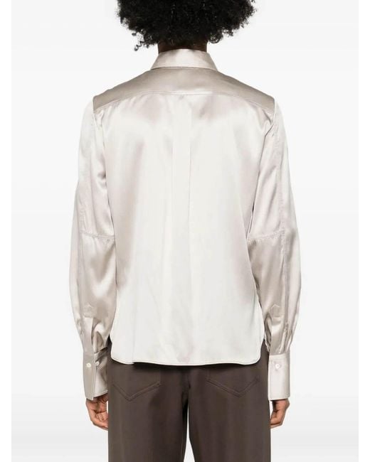 Brunello Cucinelli White Satin Shirt With Monili