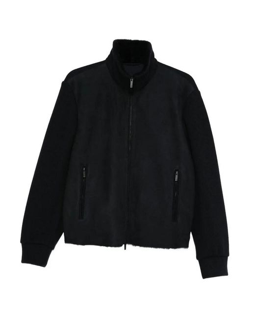 Giorgio Armani Black High-Neck Bluson Jacket for men