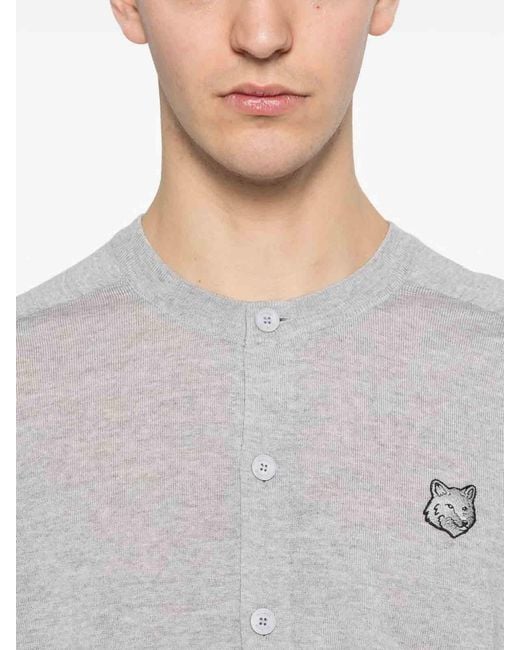 Maison Kitsuné Gray Fox Head Wool Cardigan for men